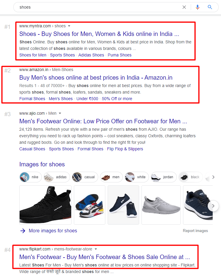 shoe search website